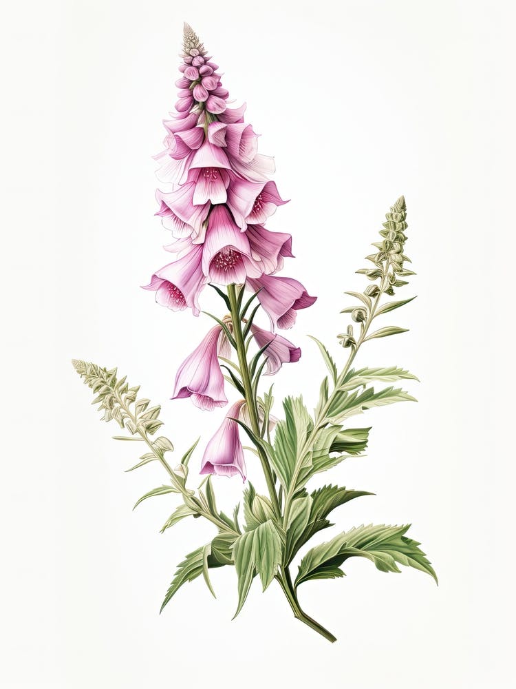 Foxglove Flower Vintage Botanical 2