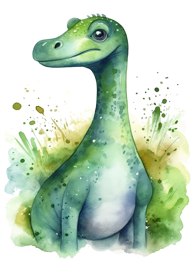 Apatosaurus Cute Dinosaur Watercolour 4