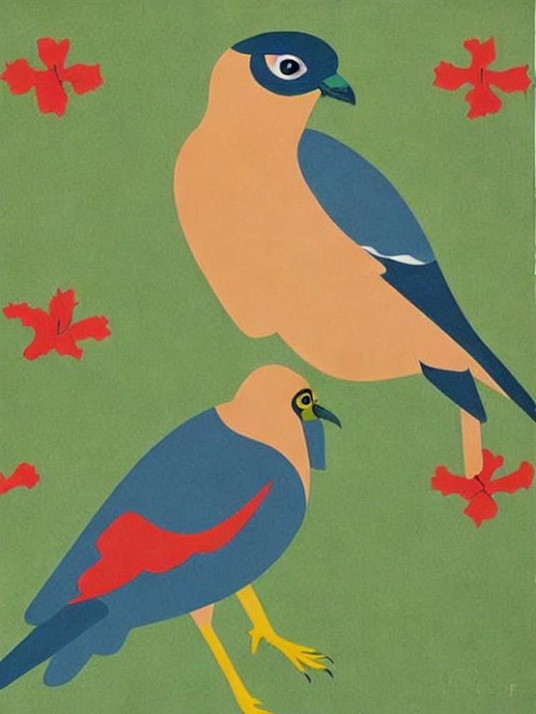 Eurasian Sparrowhawk Midcentury Illustration Bird