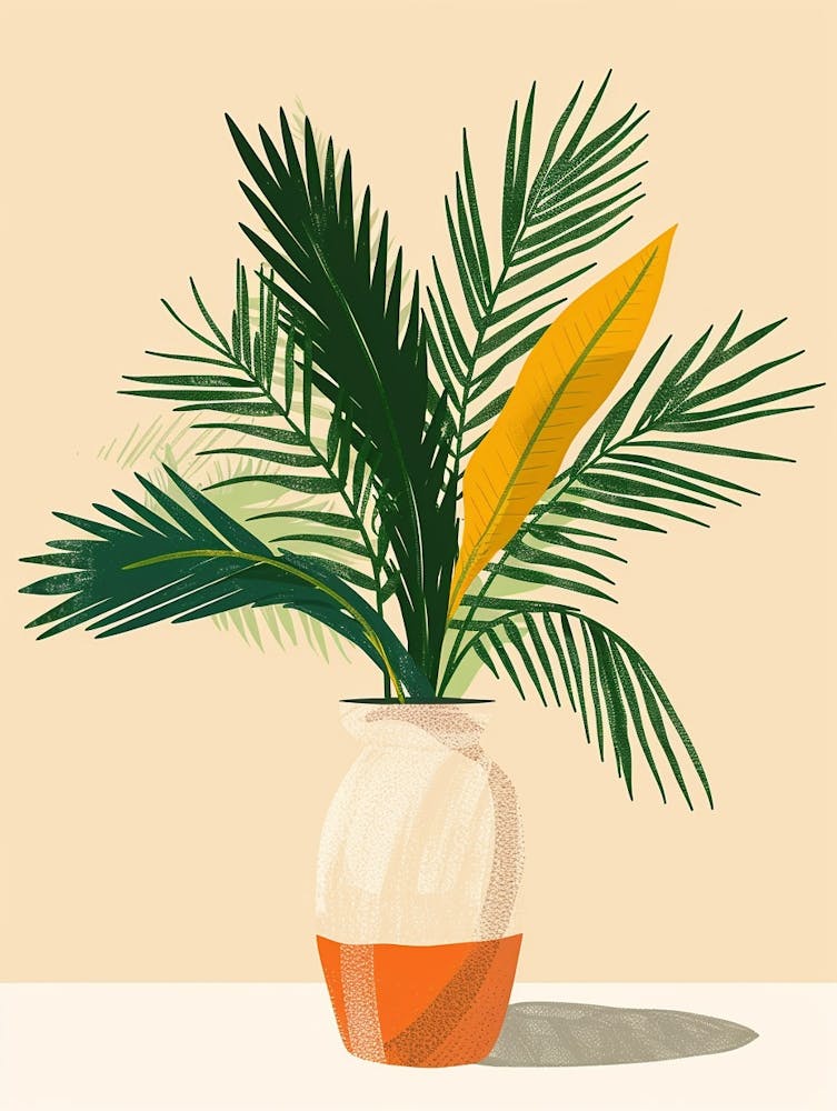 Sago Palm Plant Minimalist Illustration 1