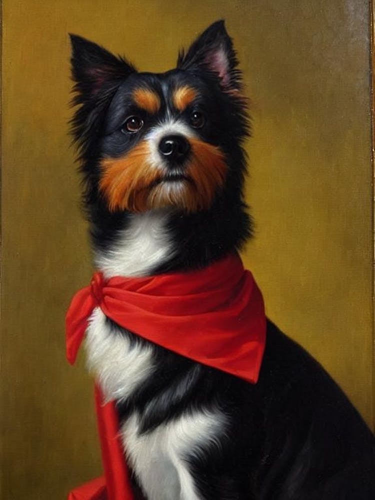 Australian Terrier Renaissance Portrait Oil Painting