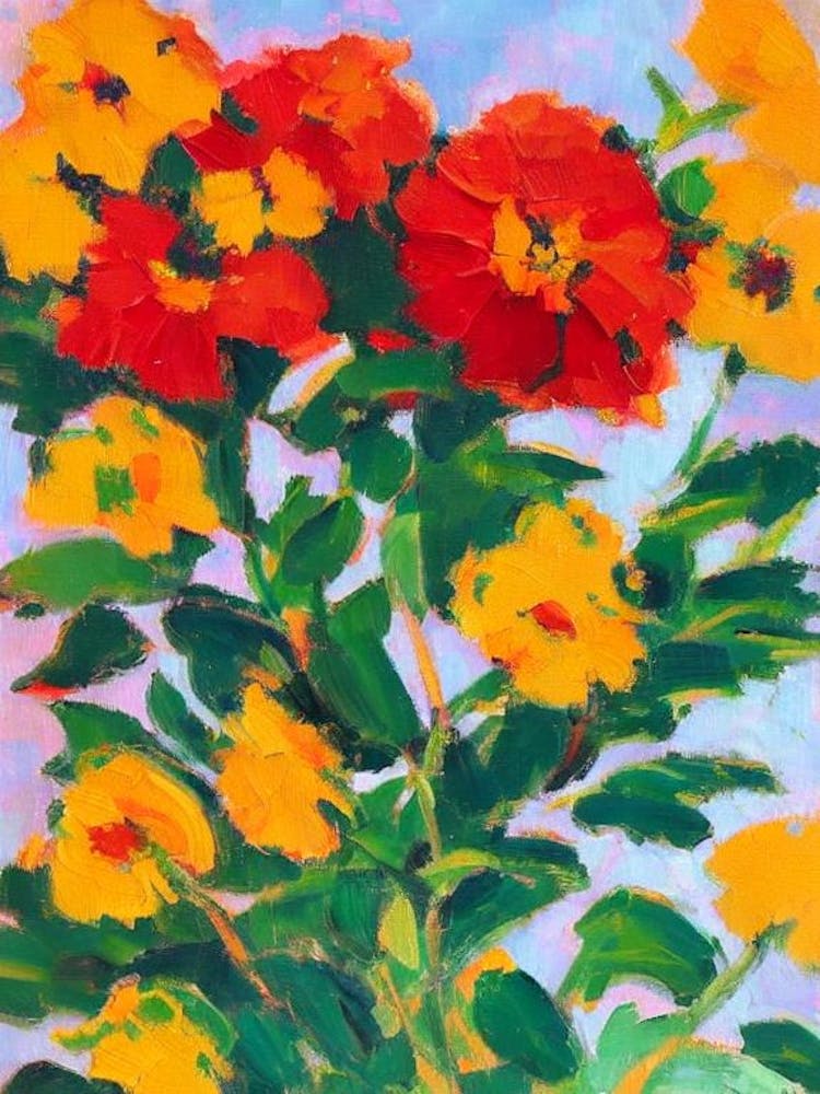 Goldenrod Floral Print Abstract Block Colour 1 Flower