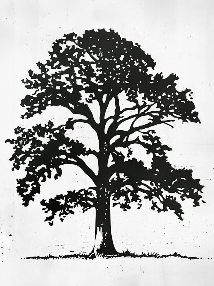 Olive Tree Simple Geometric Nature Stencil 2