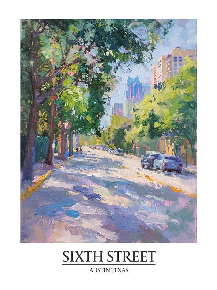 Sixth Street Austin Texas Oil Painting 1 Poster