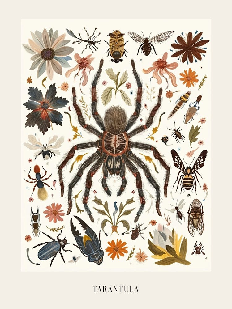 Colourful Insect Illustration Tarantula 14 Poster