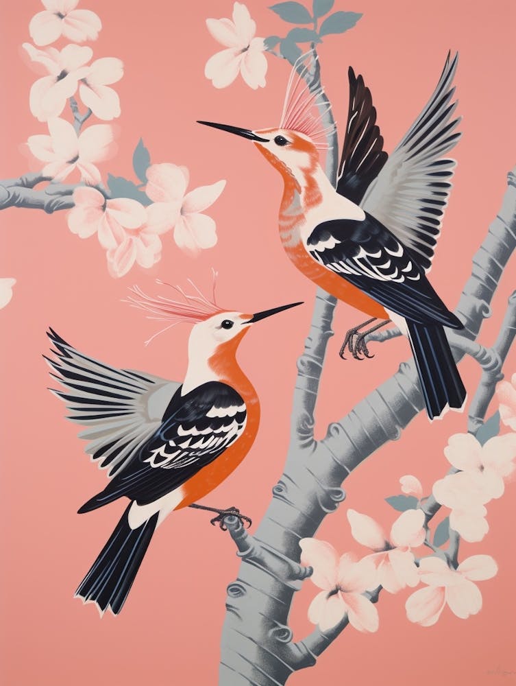 Vintage Japanese Inspired Bird Print Hoopoe 2