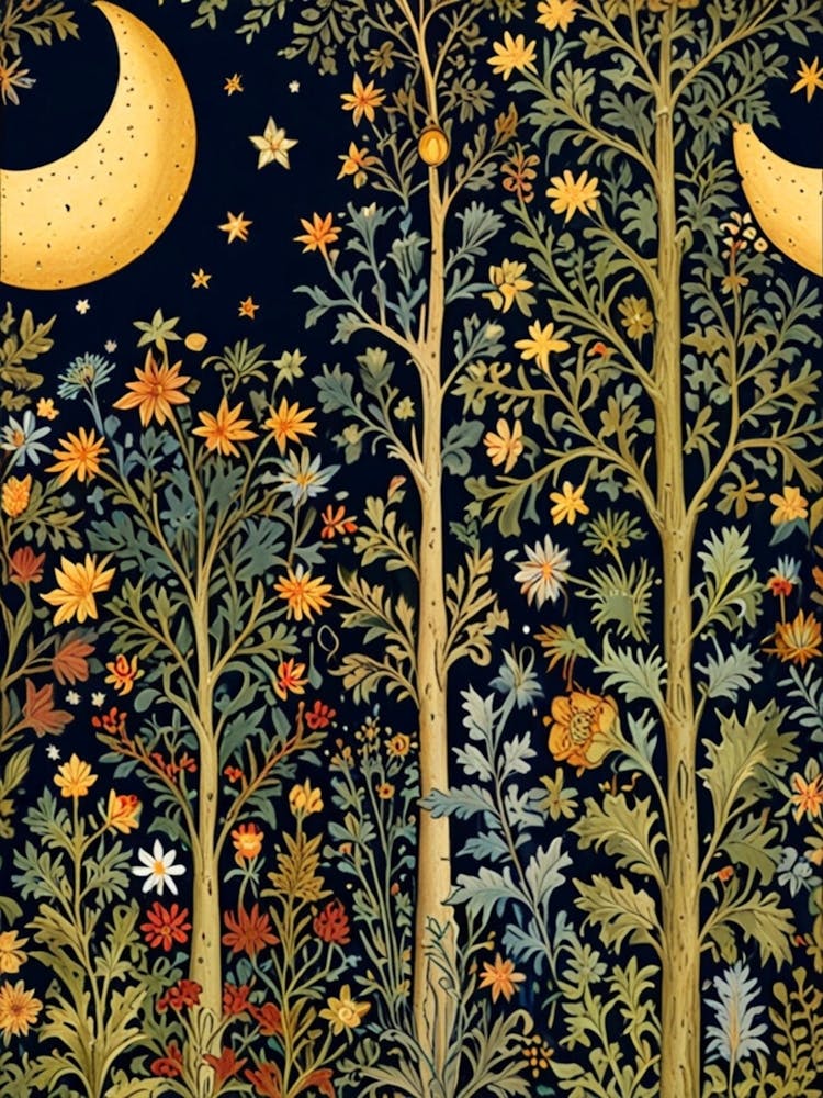 William Morris - Lune et Étoiles 1