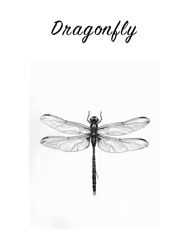 B&W Dragonfly Poster