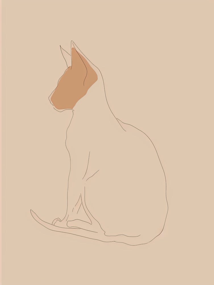 Cat Portrait - Boho, Line Art 9
