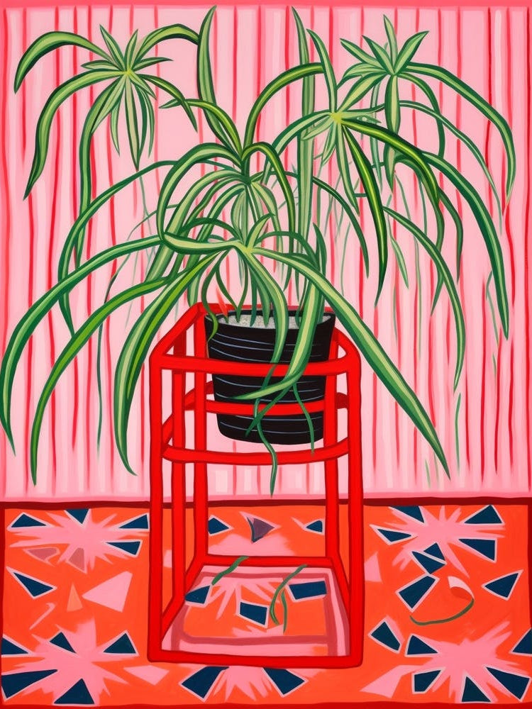 Pink And Red Plant Illustration Spider Plant 4