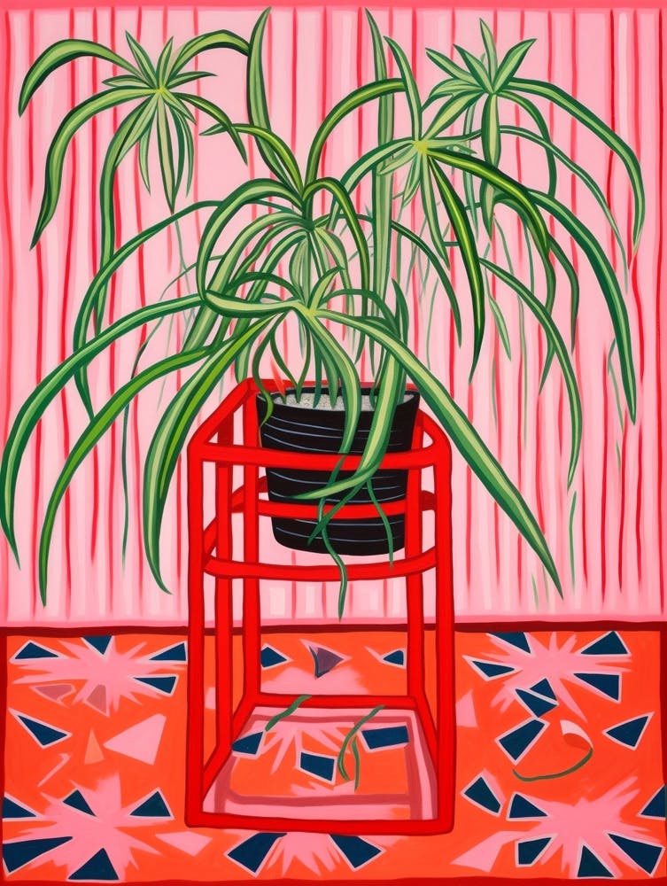 Pink And Red Plant Illustration Spider Plant 4