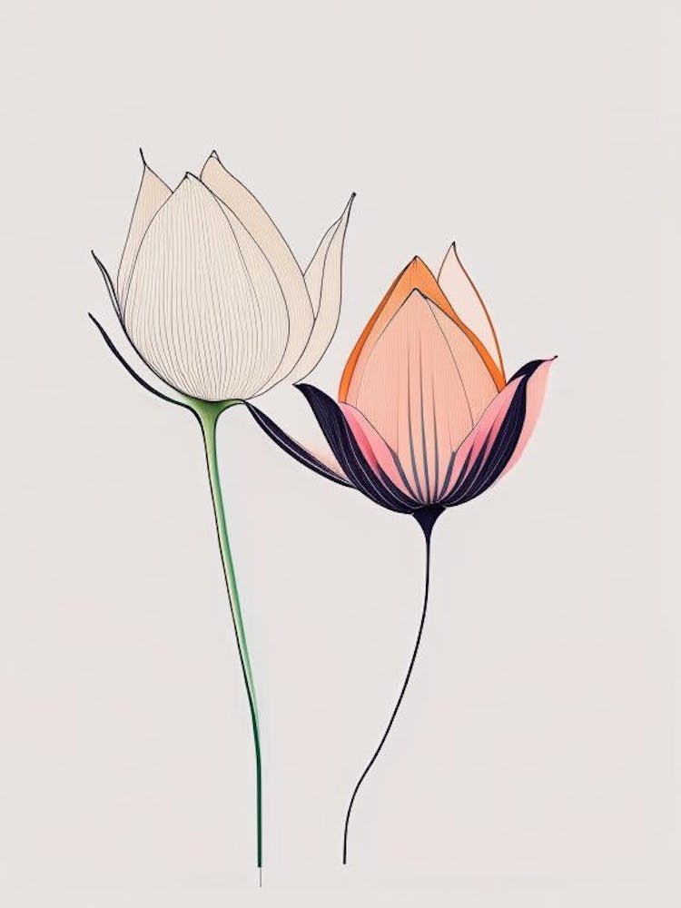Lotus Flower Petals Minimal Line Drawing 3
