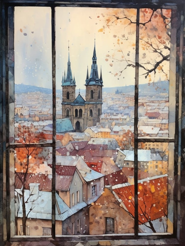 Paysage Urbain Hivernal Prague République Tchèque 3