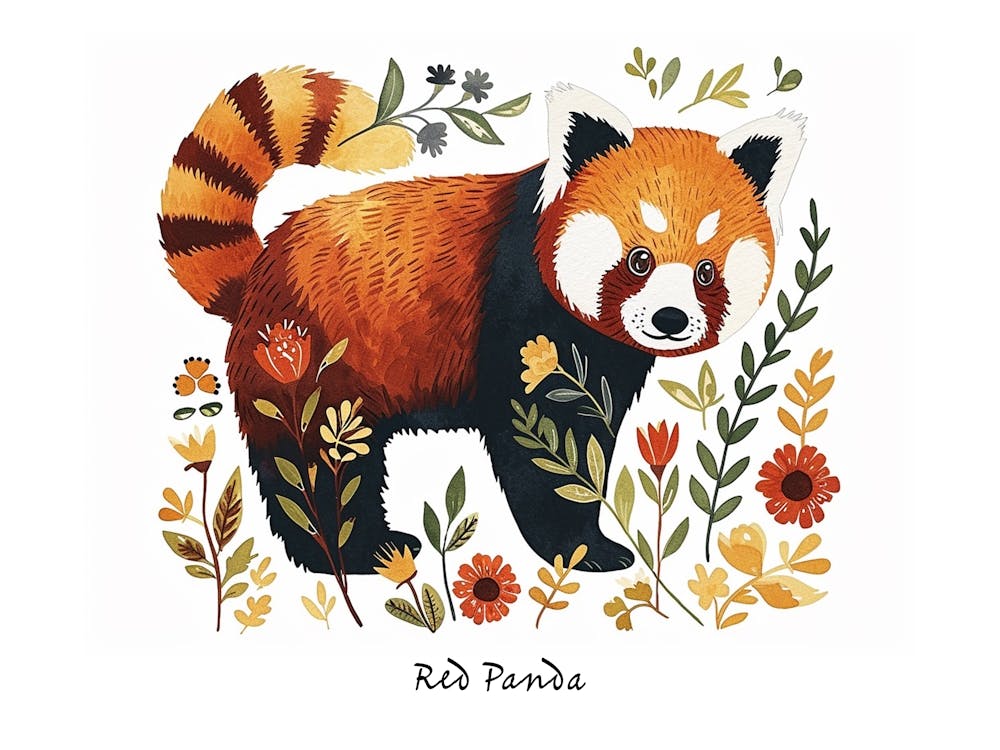 Little Floral Red Panda 1 Poster