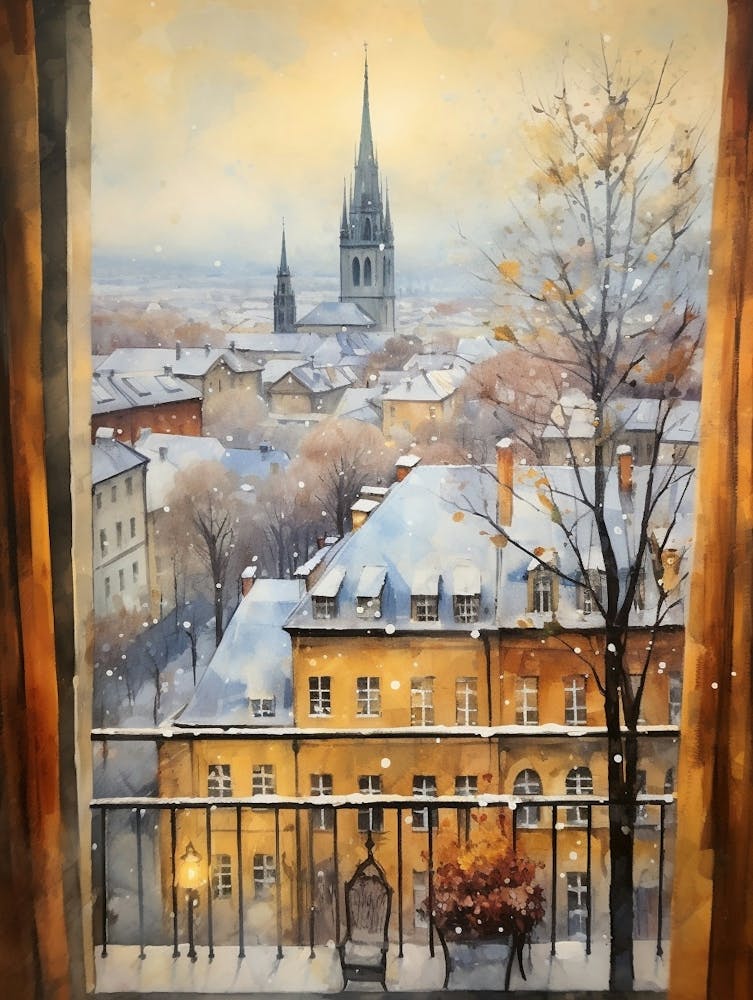 Winter Cityscape Krakow Poland 3