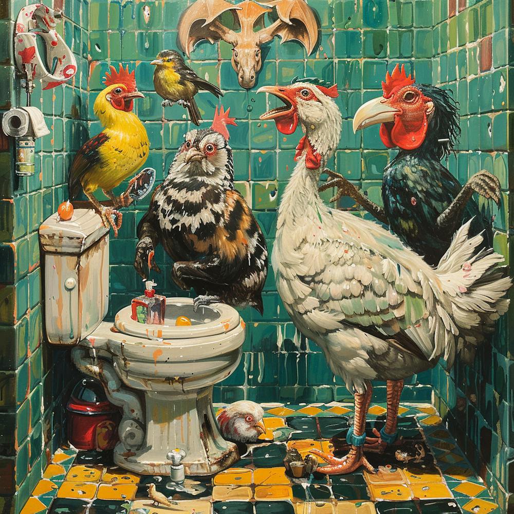 Chickens In The Bathroom