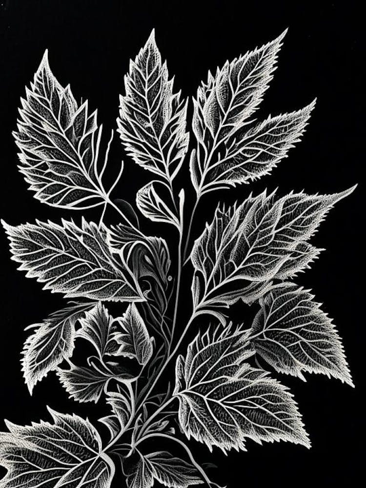 Calamint Leaf Linocut 3