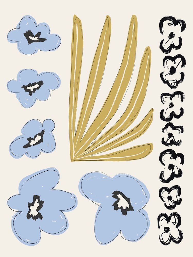 Botanical Scenery 2 Blue Ochre