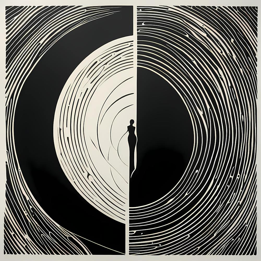 A Linocut illustration of A Mysterious figure art, 141