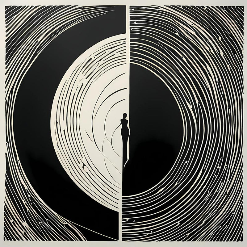 A Linocut illustration of A Mysterious figure art, 141