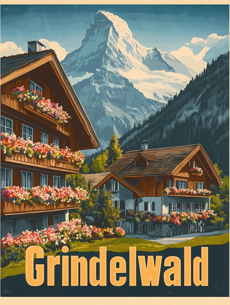 Aihrgdesign A Retro Travel Poster For Grindelwald 1