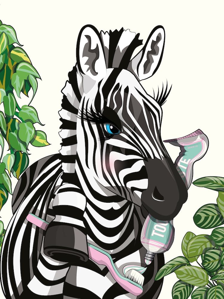 Zebra Cleaning Teeth