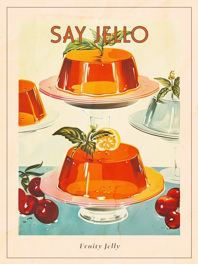 Fruity Jelly Retro Cookbook Illustration Inspired 3 Poster