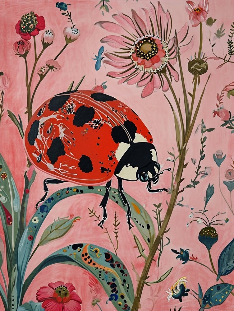 Floral Animal Painting Ladybug 1