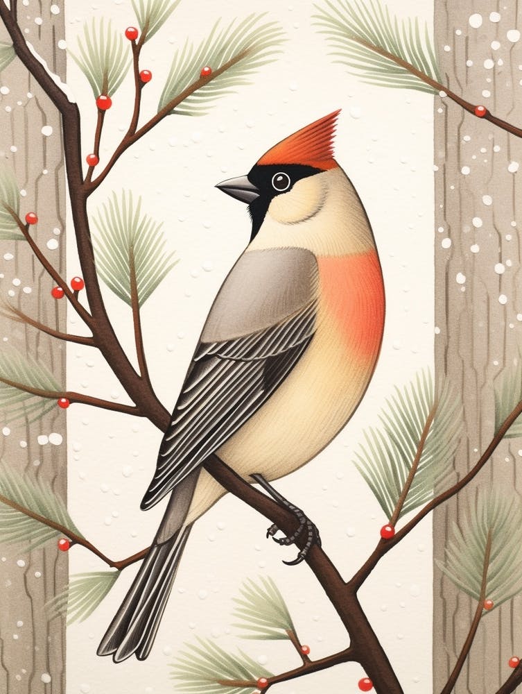 Bird Illustration Cedar Waxwing 1
