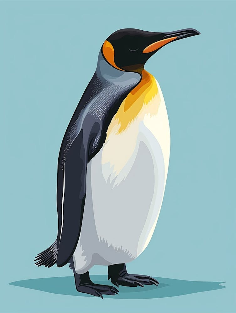 King Penguin Floreana Island Minimalist Illustration 4