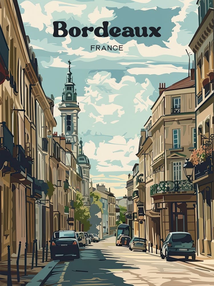Bordeaux France Gironde Travel Art Illustration