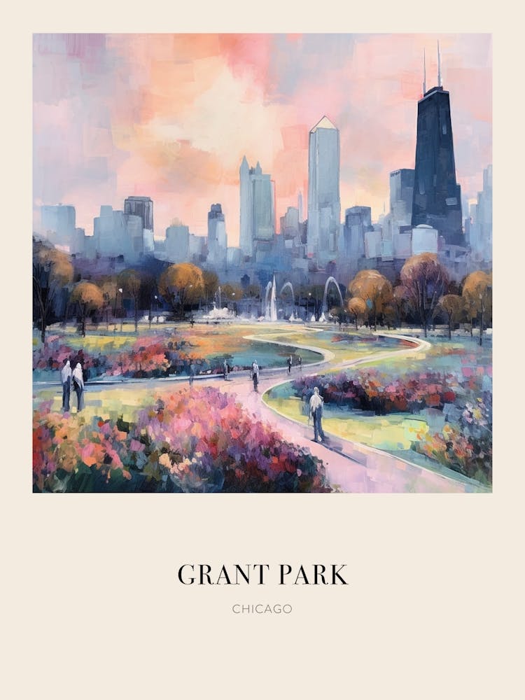 Grant Park Chicago United States 2 Von Cézanne inspiriertes Vintage-Poster