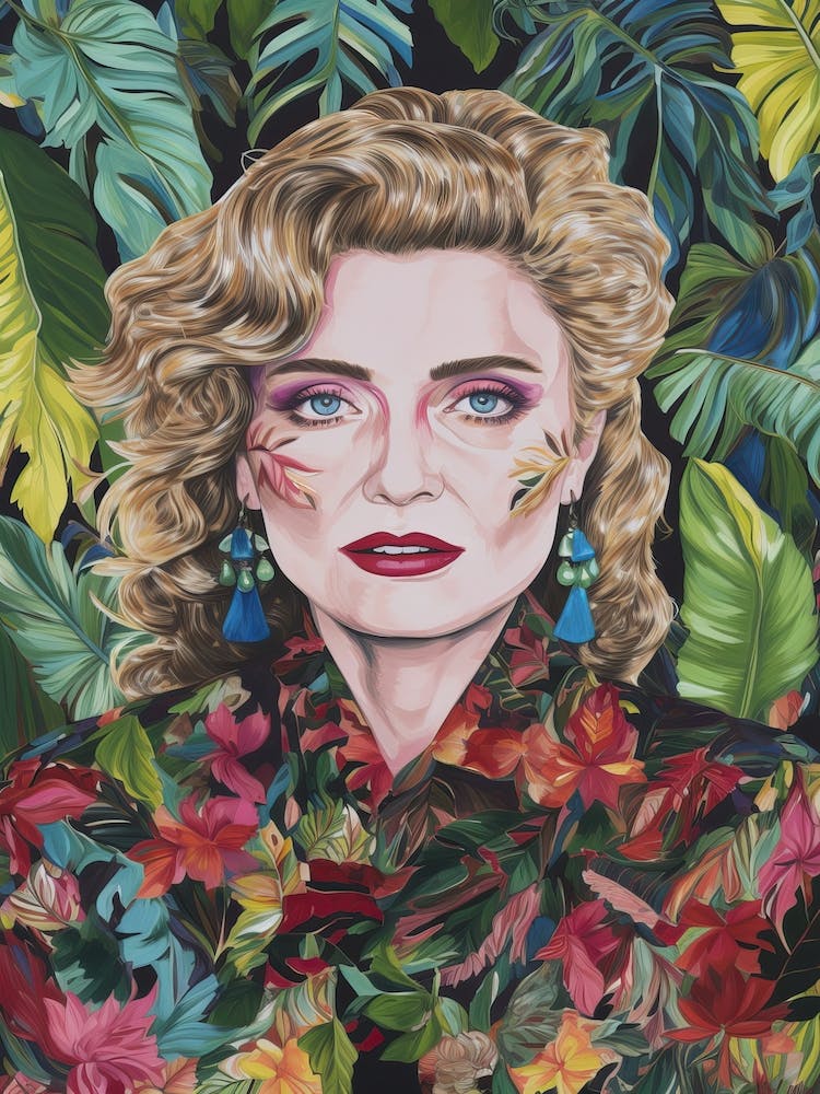 Floral Handpainted Portrait Of Princess Madonna 1