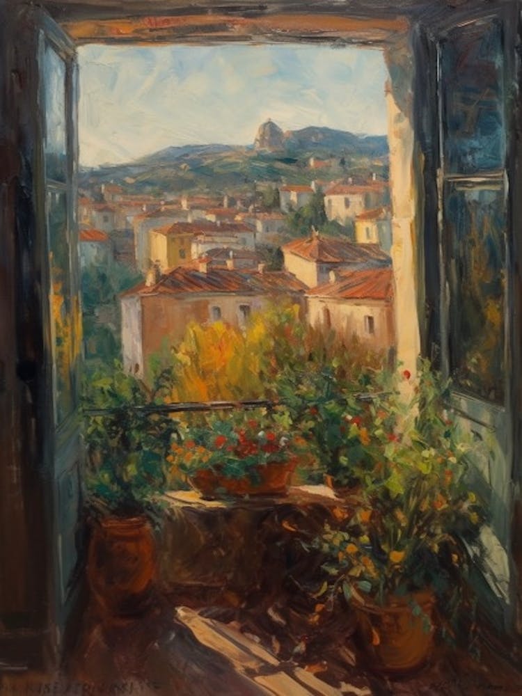 Window View Of Rome In The Style Of Impressionism 2