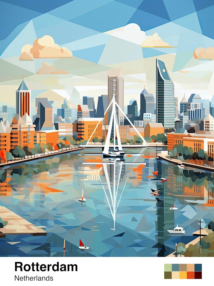 Rotterdam, Netherlands, Geometric Illustration 2 Poster