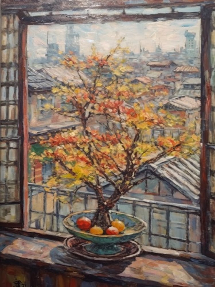 Window View Of Tokyo In The Style Of Impressionism 4