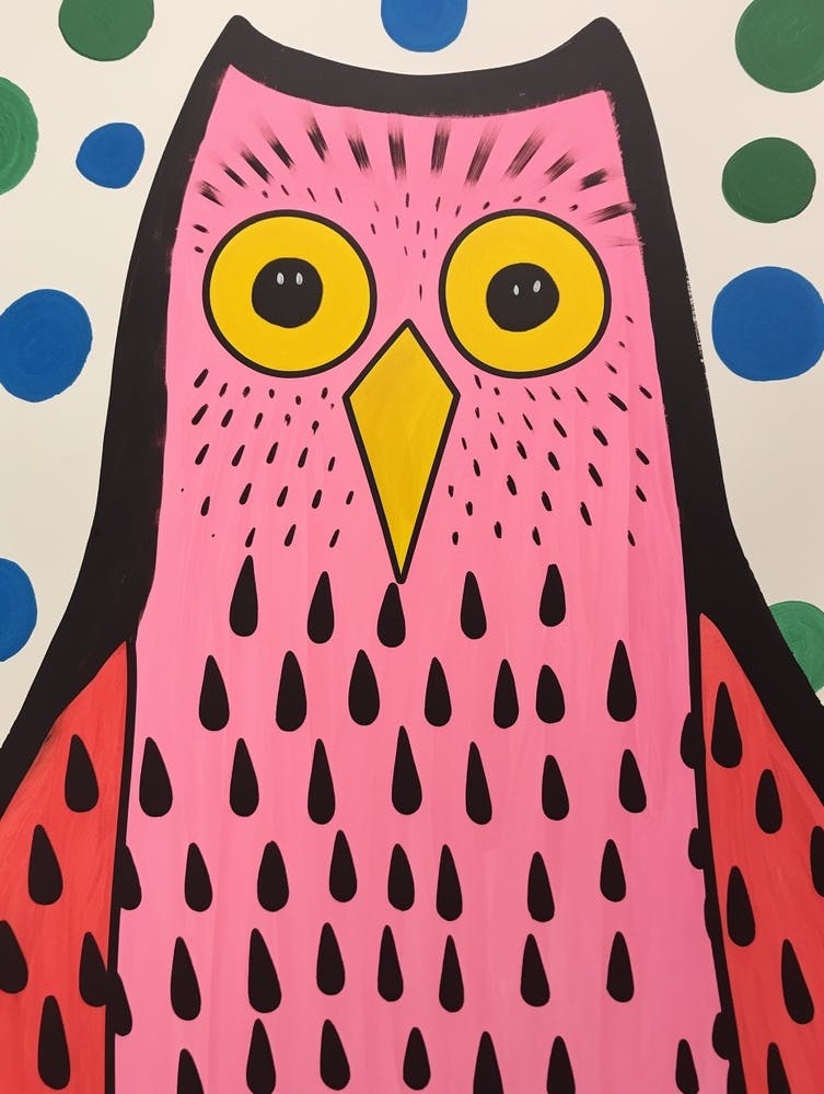 Pink Polka Dot Owl 1