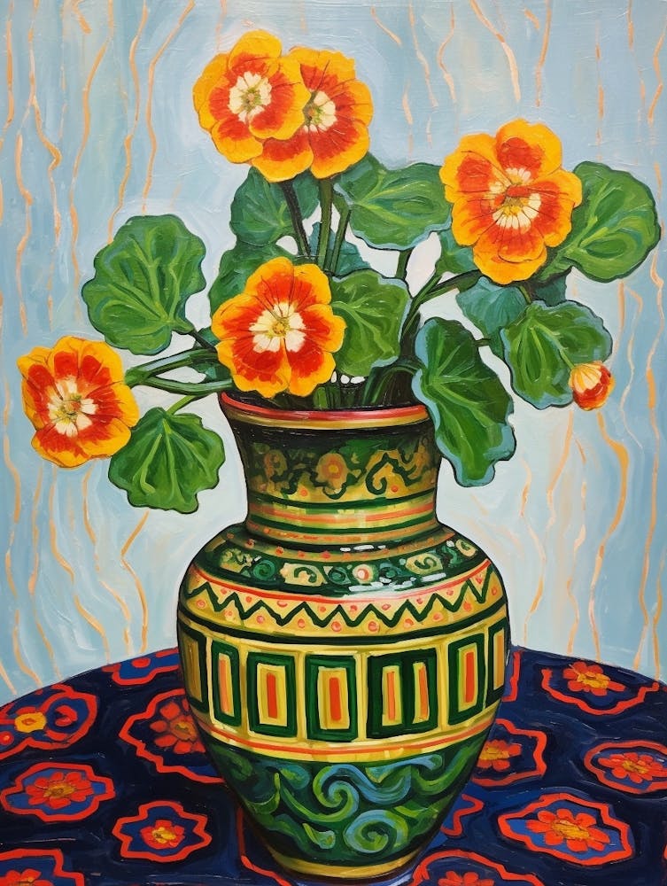 Flowers In A Vase Still Life Painting Portulaca 3
