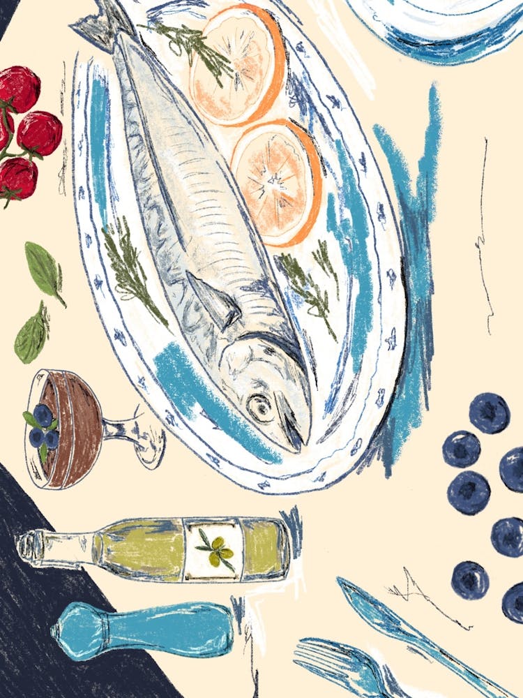 Food illustration series, mackerel