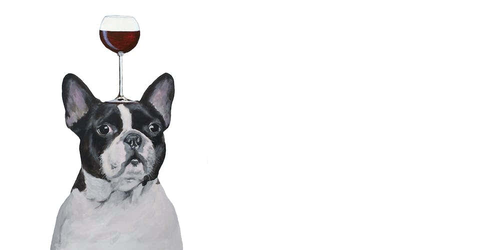 French Bulldog With Wineglass