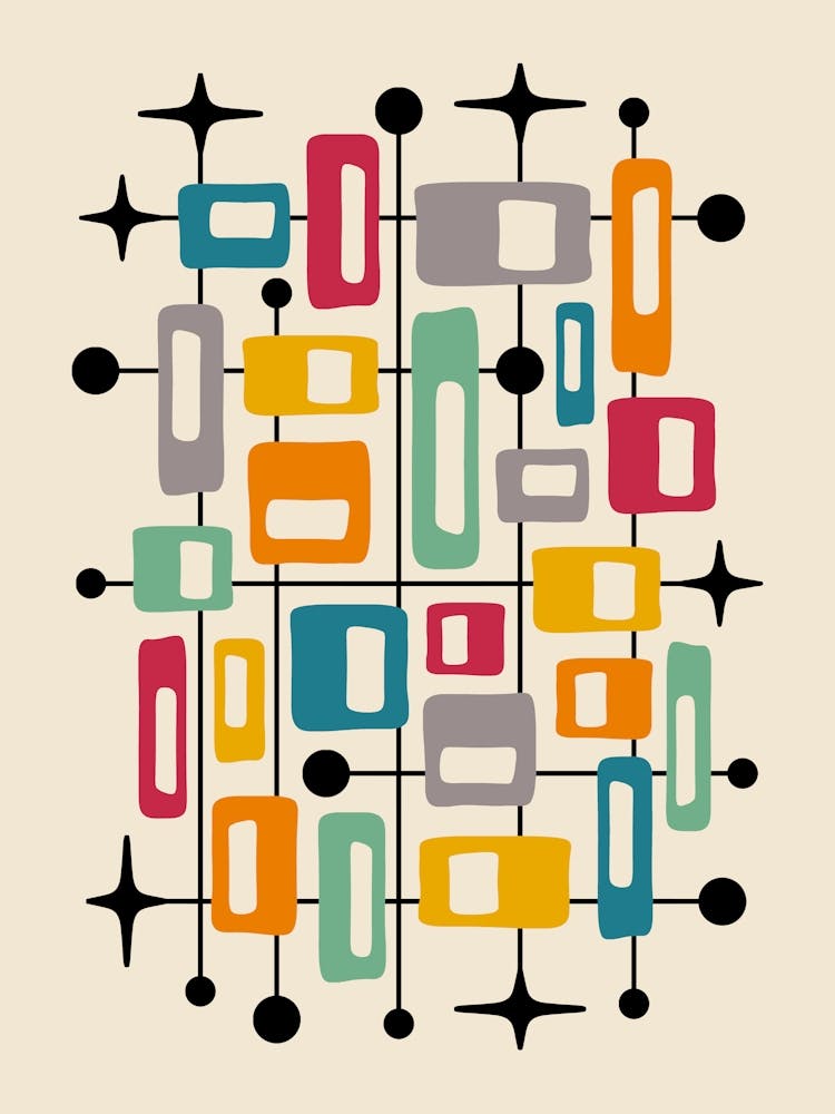 Mid Century Modern Atomic Abstract