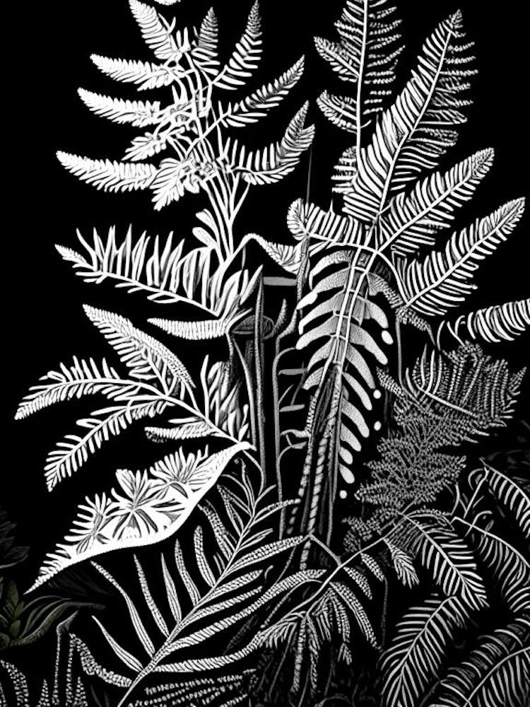 Northern Lady Fern Wildflower Linocut