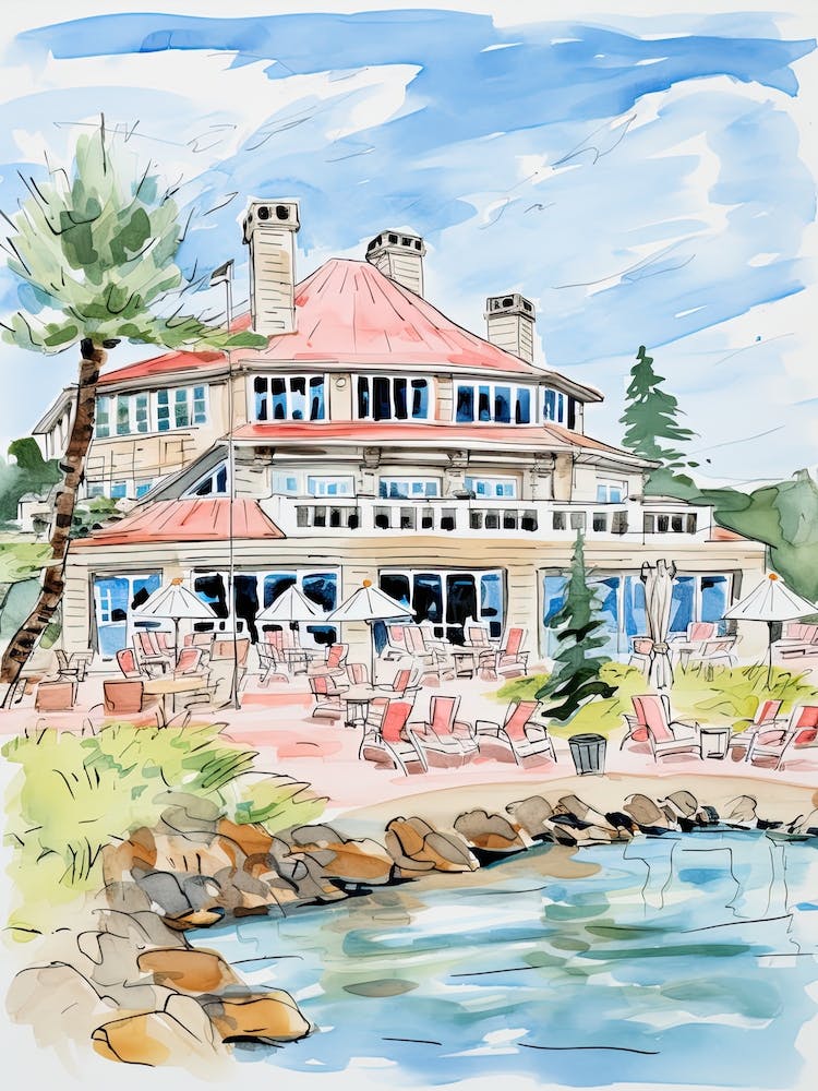 The Lodge At Pebble Beach   Pebble Beach, California   Resort Storybook Illustration 1