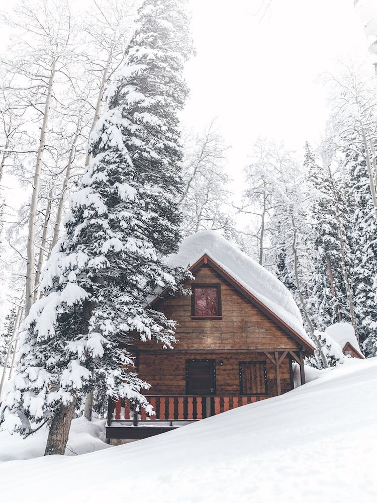Winter Log Cabin