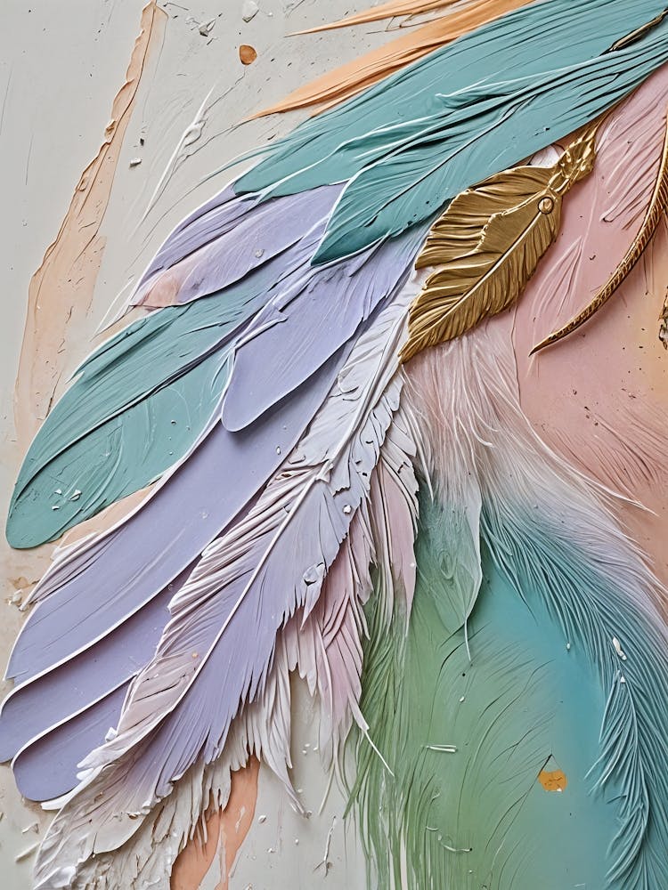 Pastel Painted Feathers no7