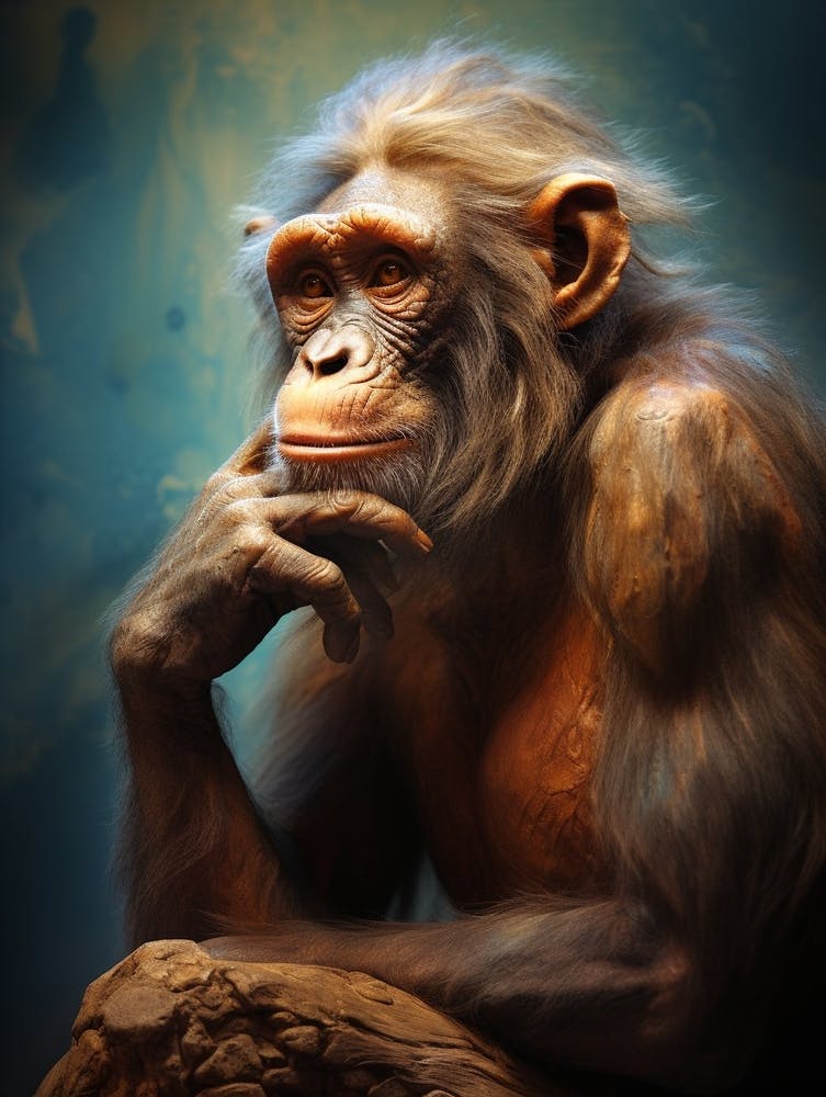 Thinker Monkey Deep In Thought Realistic 2