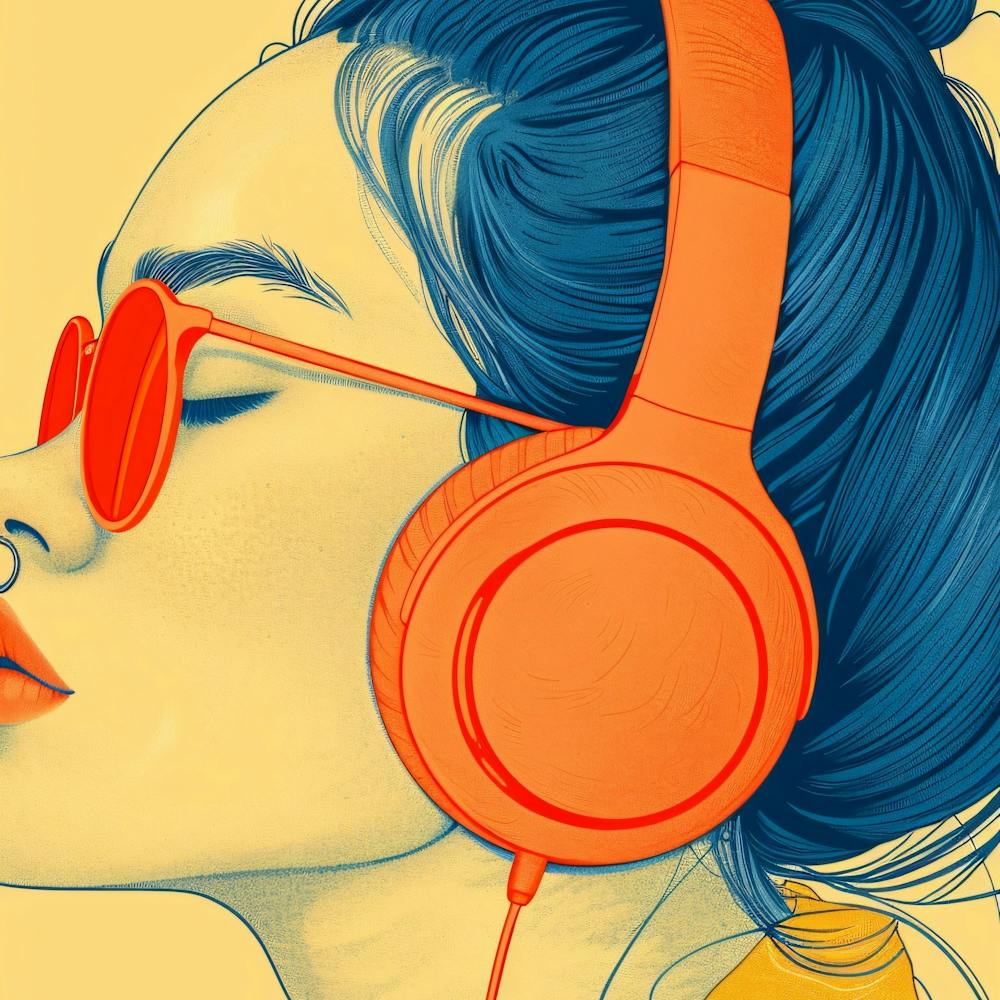Illustration Of A Girl With Headphones