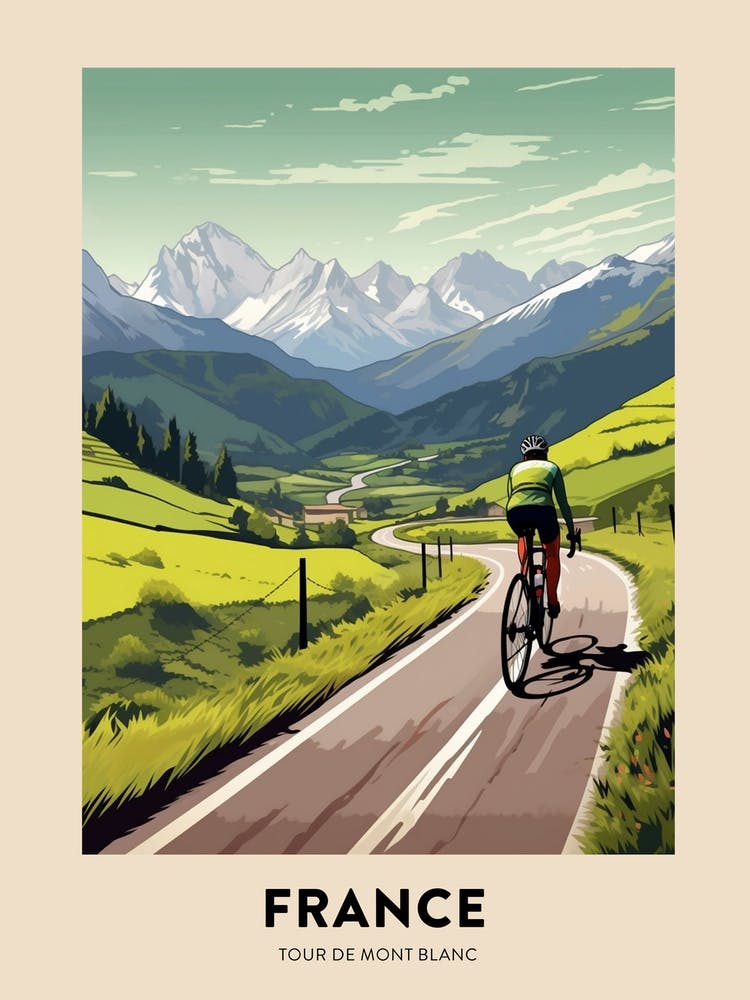 Tour De Mont Blanc France 9 Vintage Cycling Travel Poster