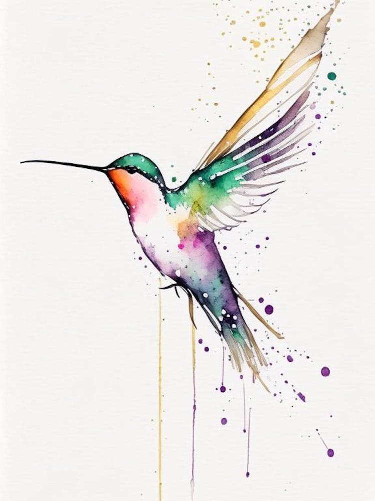 Hummingbird 1 Symbol Minimal Watercolour