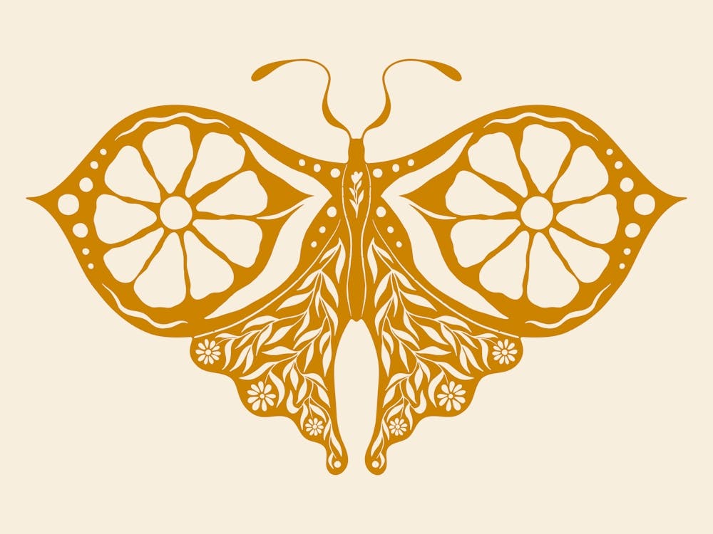 Folk Art Moth 05 - Mango